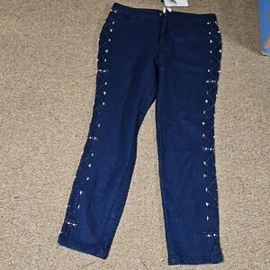 Massey Stylish Blue Jeans with Studded Design Size 14